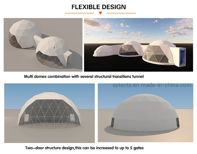 Custom 2024 Luxury Waterproof PVC Igloo Glamping Geodesic Connected Double Dome Tent