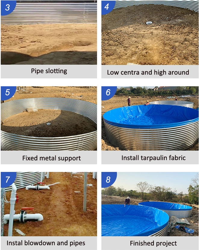 Galvanized Round Plastic PVC Tarpaulin Aquaculture Biofloc Fish Farming Tank Pond