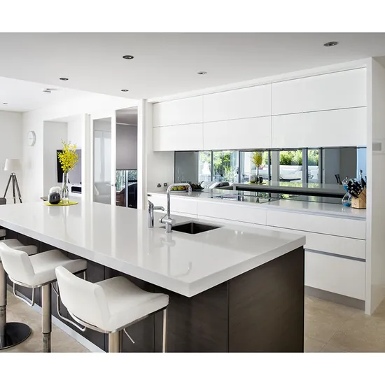 Customized Project PVC Design Modern Kitchen Furniture Finished Prefabricated Modular Solid Wood Kitchen Cabinets