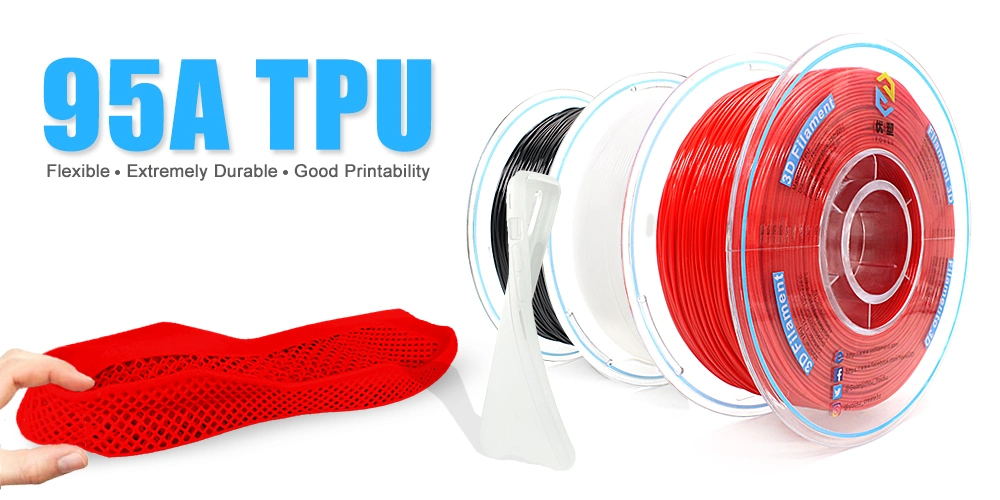 Is9001 Verified Factory Wholesale 3D Printers 95A TPU Flexible Filament Extremely Durable Good Printability 3D Printing Materials Red TPU 1.75mm 1kg