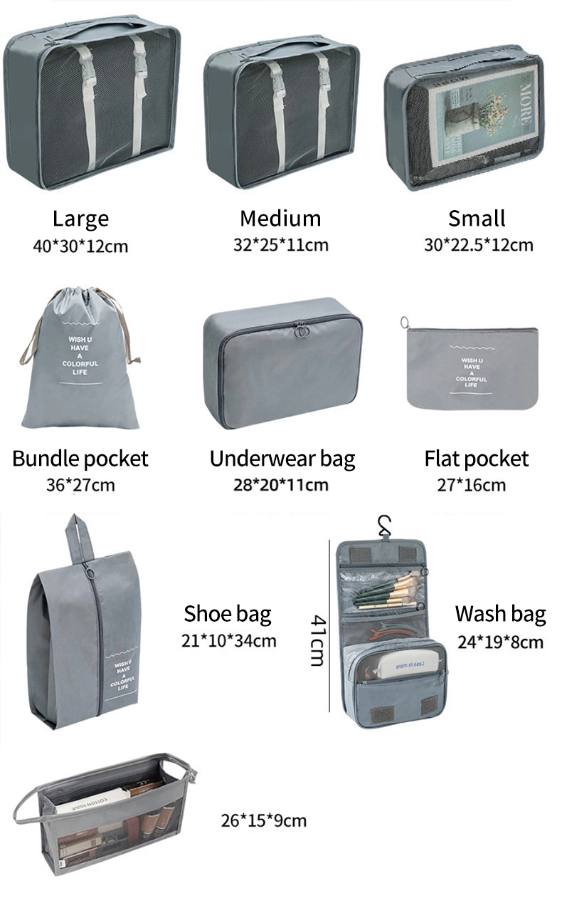 Low MOQ Fashion 6 PCS Compression Luggage Organizers Travel Bag Personal Packing Cubes Wholesale Travel Bag Organizer