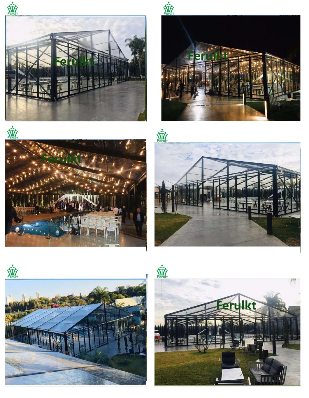 Aluminum Permanent Clear Transparent Roof PVC / Glass Wall Marquee Wedding Party Tent for Sale
