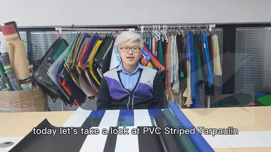Outdoor PVC Awning Fabric PVC Coated Tarp Striped Awning PVC Tarpaulin Awning Fabric for Tent /Structure/Membrane 